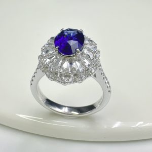 天然鑽石藍寶石戒指