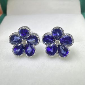 18k金藍寶石耳環