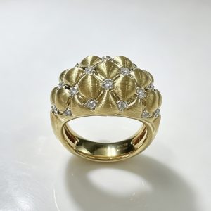 18k金天然鑽石拉絲戒指